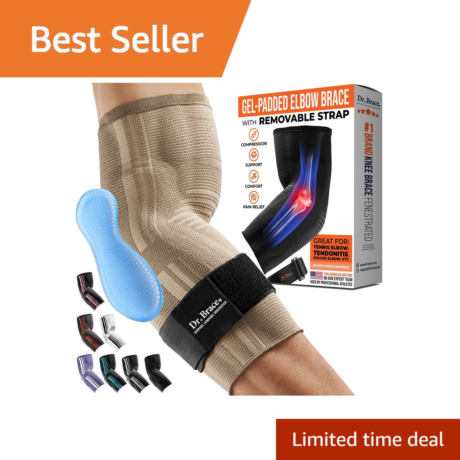 DR. BRACE Elite Elbow Brace X-Large Nude