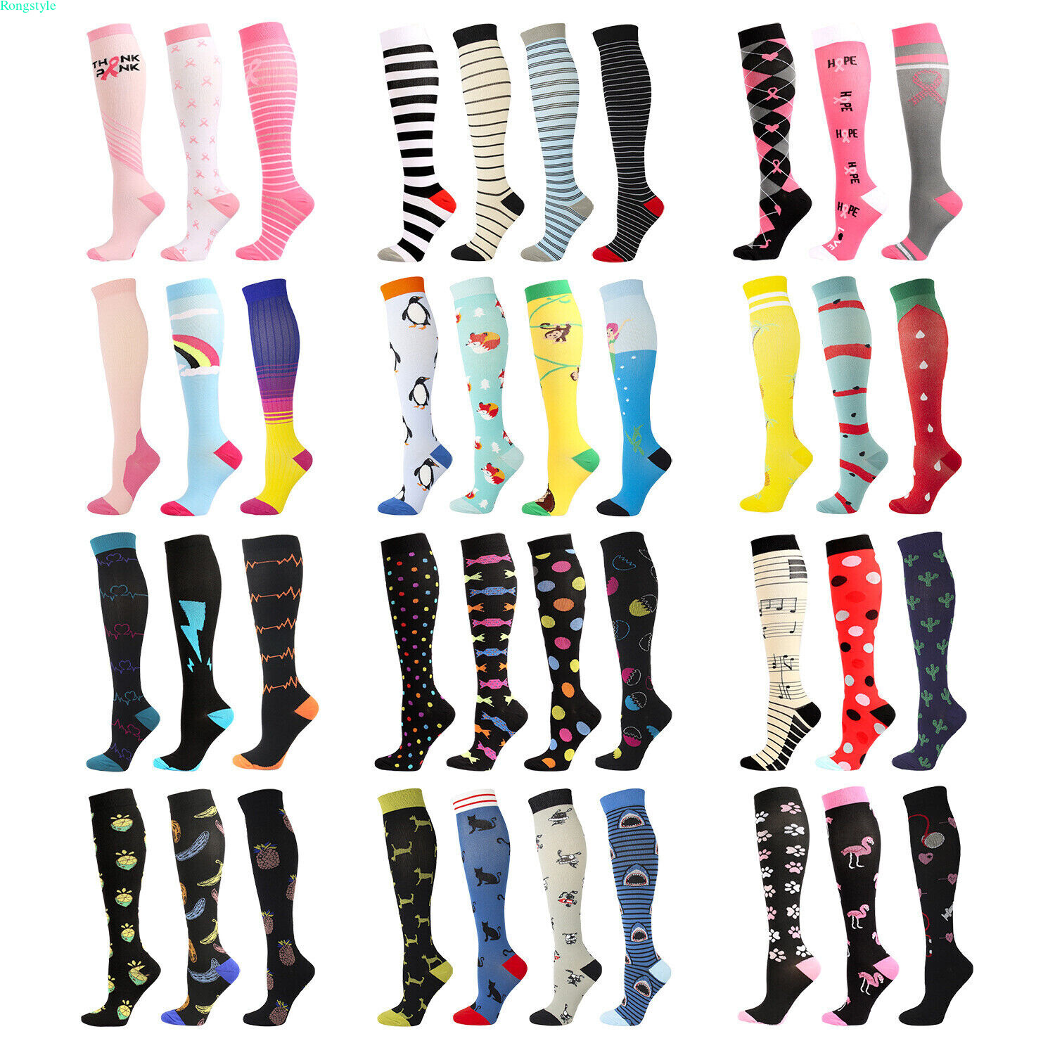 Womens Mens Knee High Compression Socks Stockings Medical 20-30 mmHG S/M – X/XL