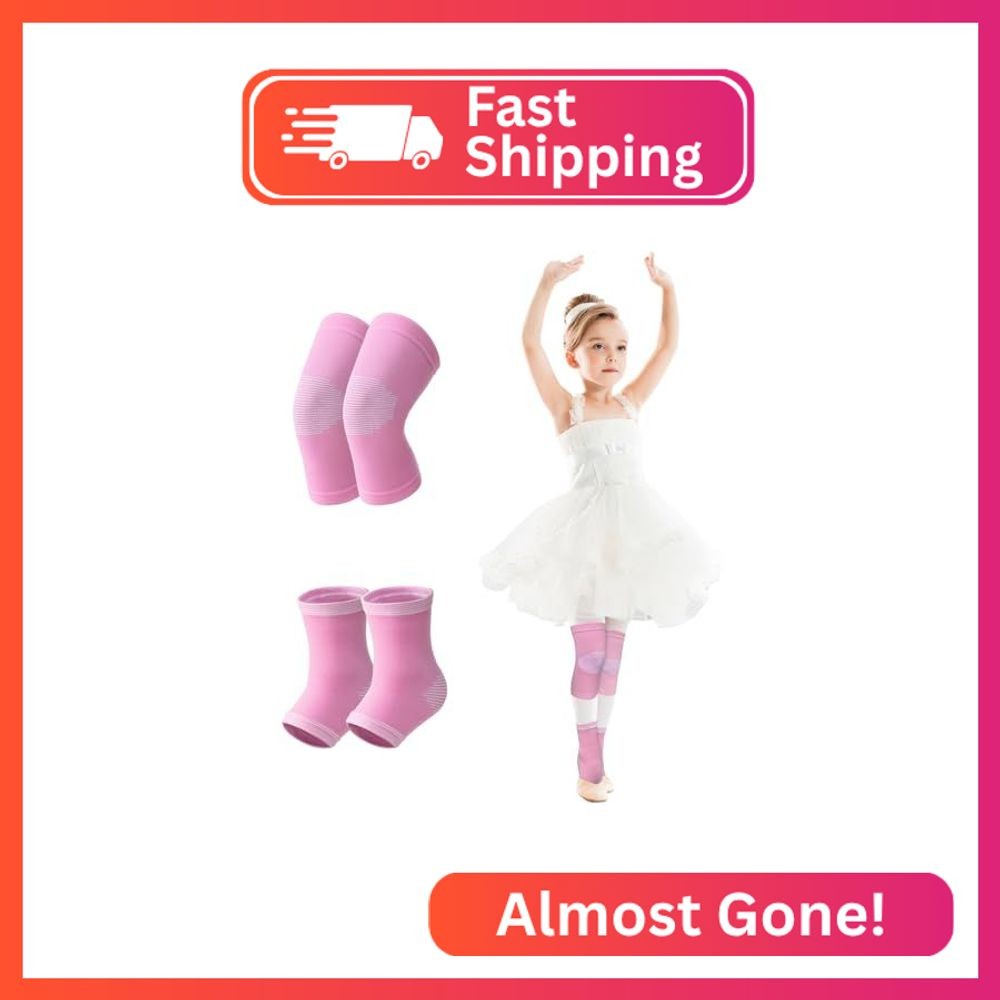 Domaste 2 Pairs Kids Compression Knee Braces and Ankle Supports, Children Non Sl