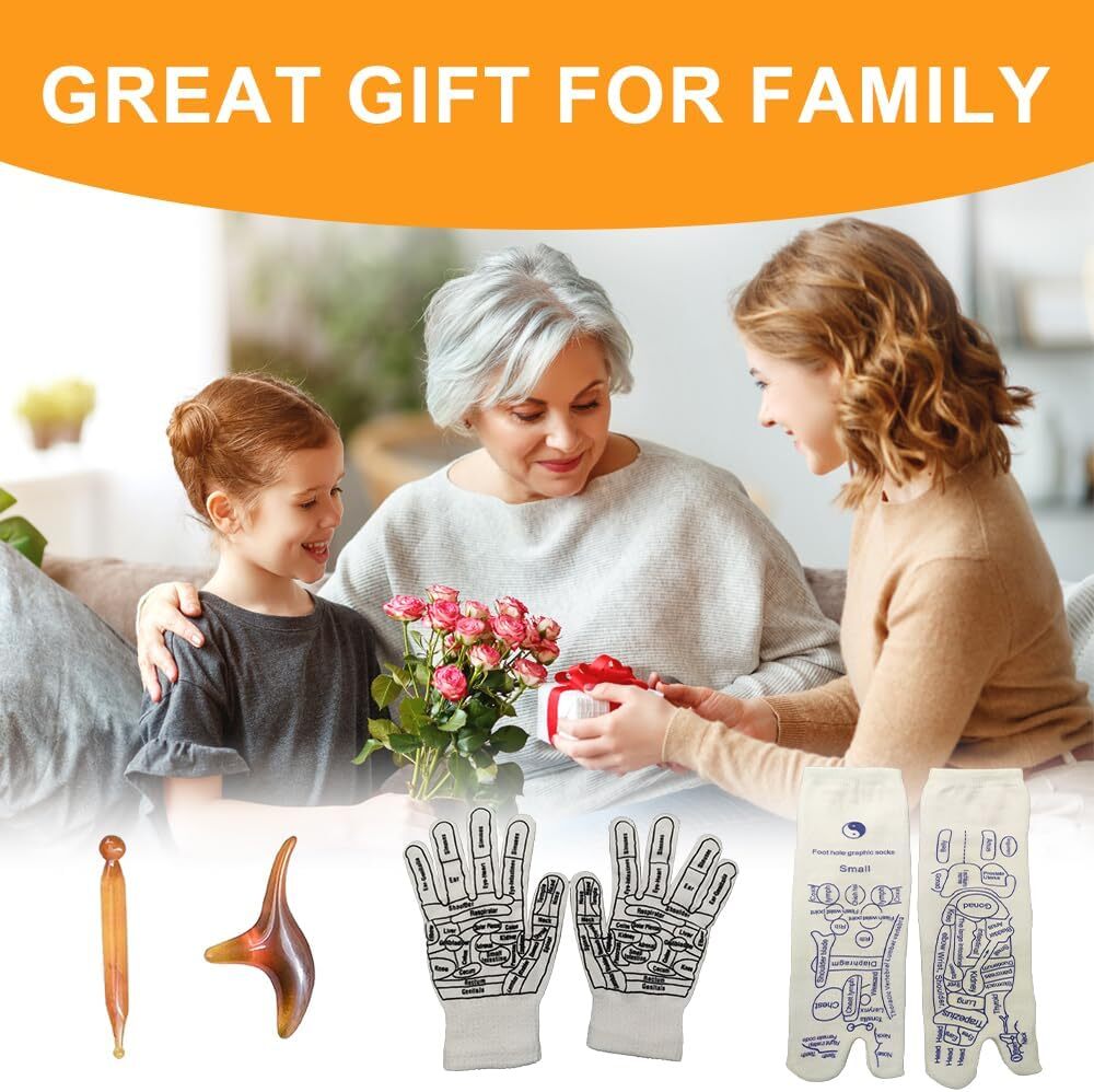 Reflexology Socks with Tools and Gloves, Acupressure Reflexology Socks Set with