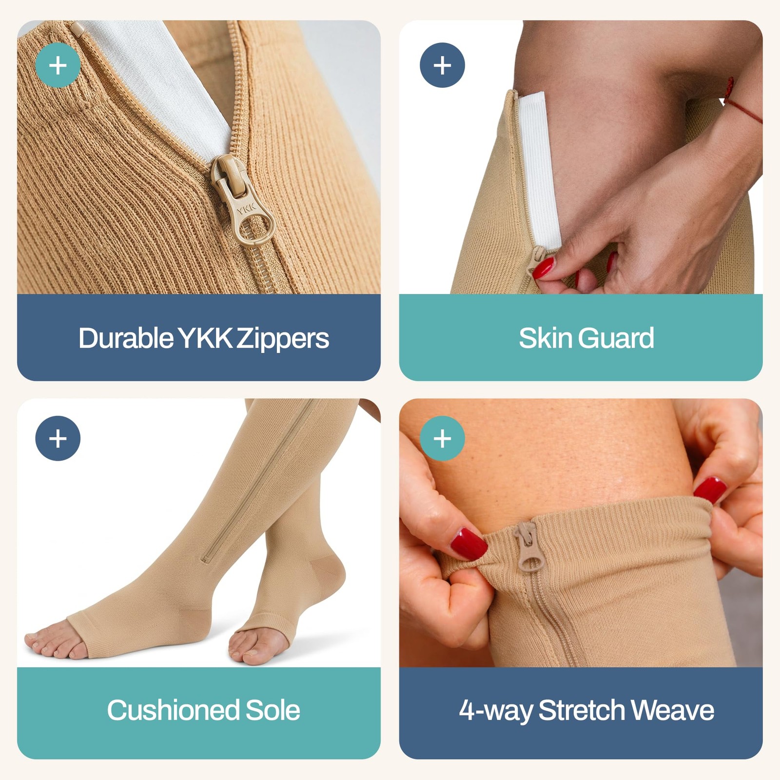 ® Open Toe Zipper Compression Socks for Men & Women, 20-30mmHg Graduated Zipp…