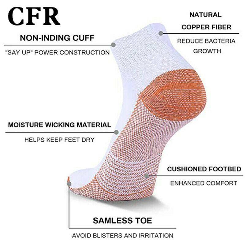 COMFREE Copper Sleeve Compression Socks Plantar Fasciitis Ankle Foot Pain Relief