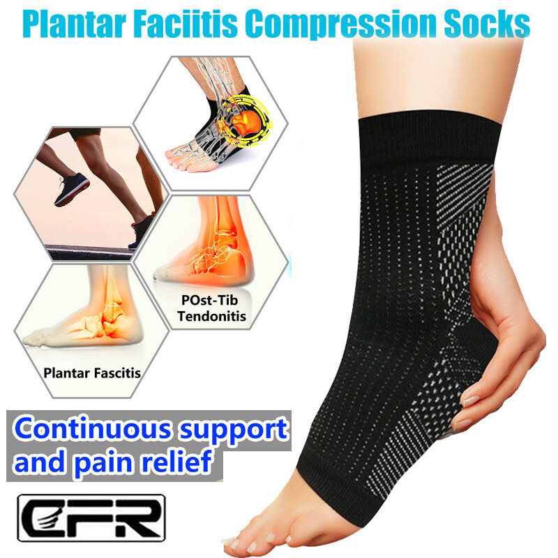 Compression Socks Ankle Support Heel Sleeve Open Toe Plantar Flat Feet Fascitis