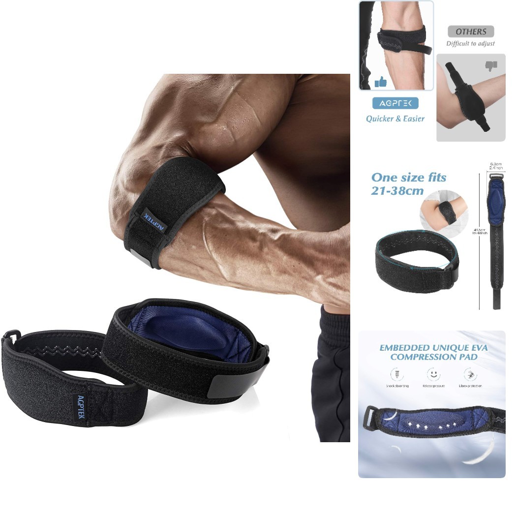 2 Pcs Lightweight Elbow Brace for Tendonitis & Sports – Non-Slip Comfort