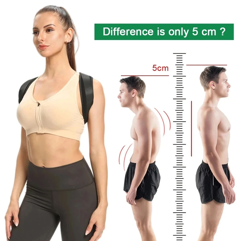 Adjustable Back Posture Corrector Neck Brace Training Equipment Home Office Man