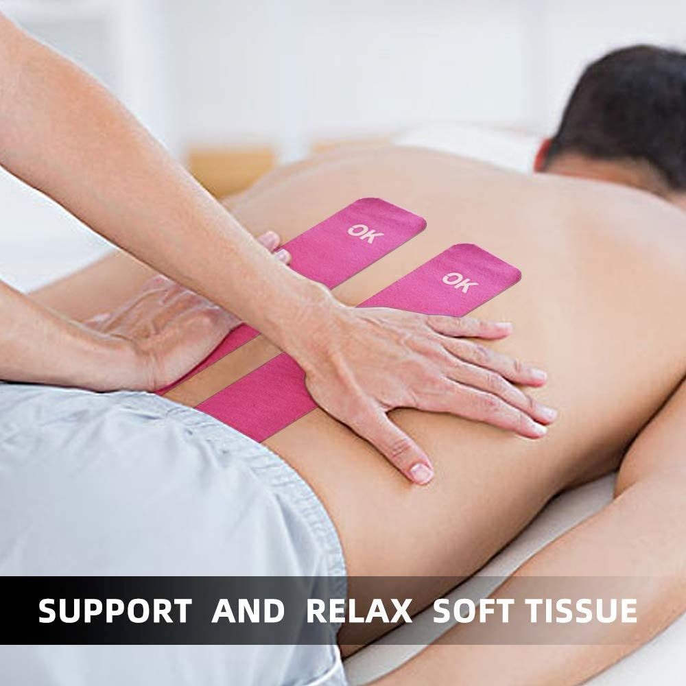 OK TAPE Kinesiology Tape 10 inches Precut, 20 Strips, Cotton Elastic Black