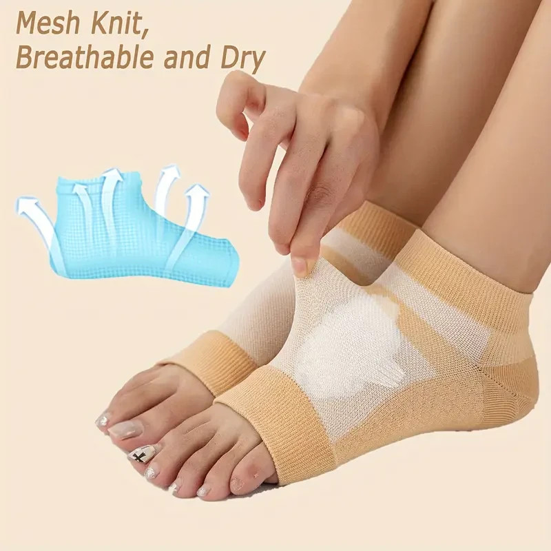 3 Pairs Ankle Brace Compression Sleeve, Open Toe Copper Sock Size S/M