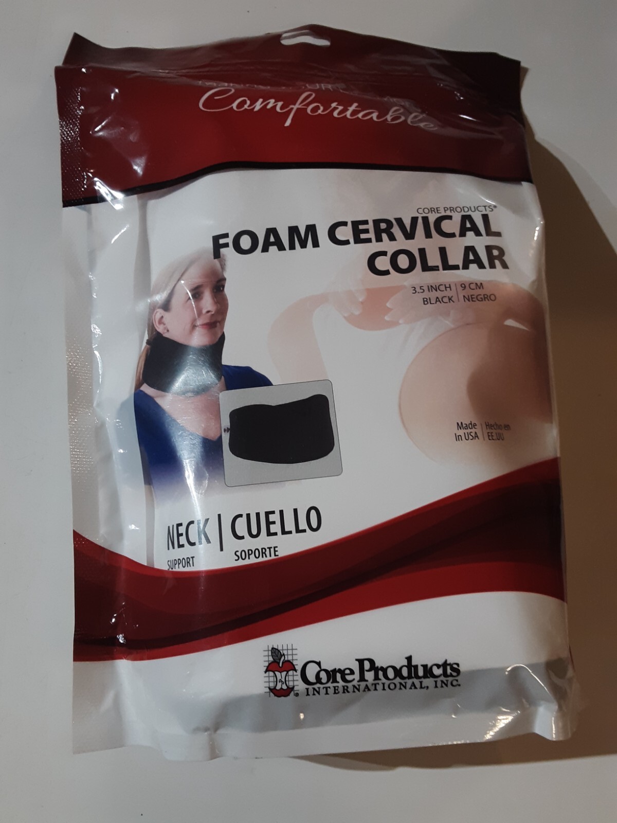 Core Products Adjustable Foam Cervical Collar Black 3.5″ USA