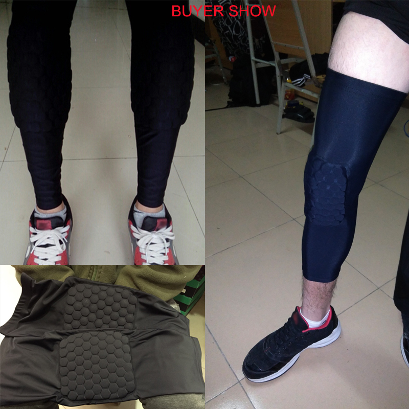 1pair Sport Basketball Honeycomb Crashproof Knee Pad Legs Sleeves Braces Protect