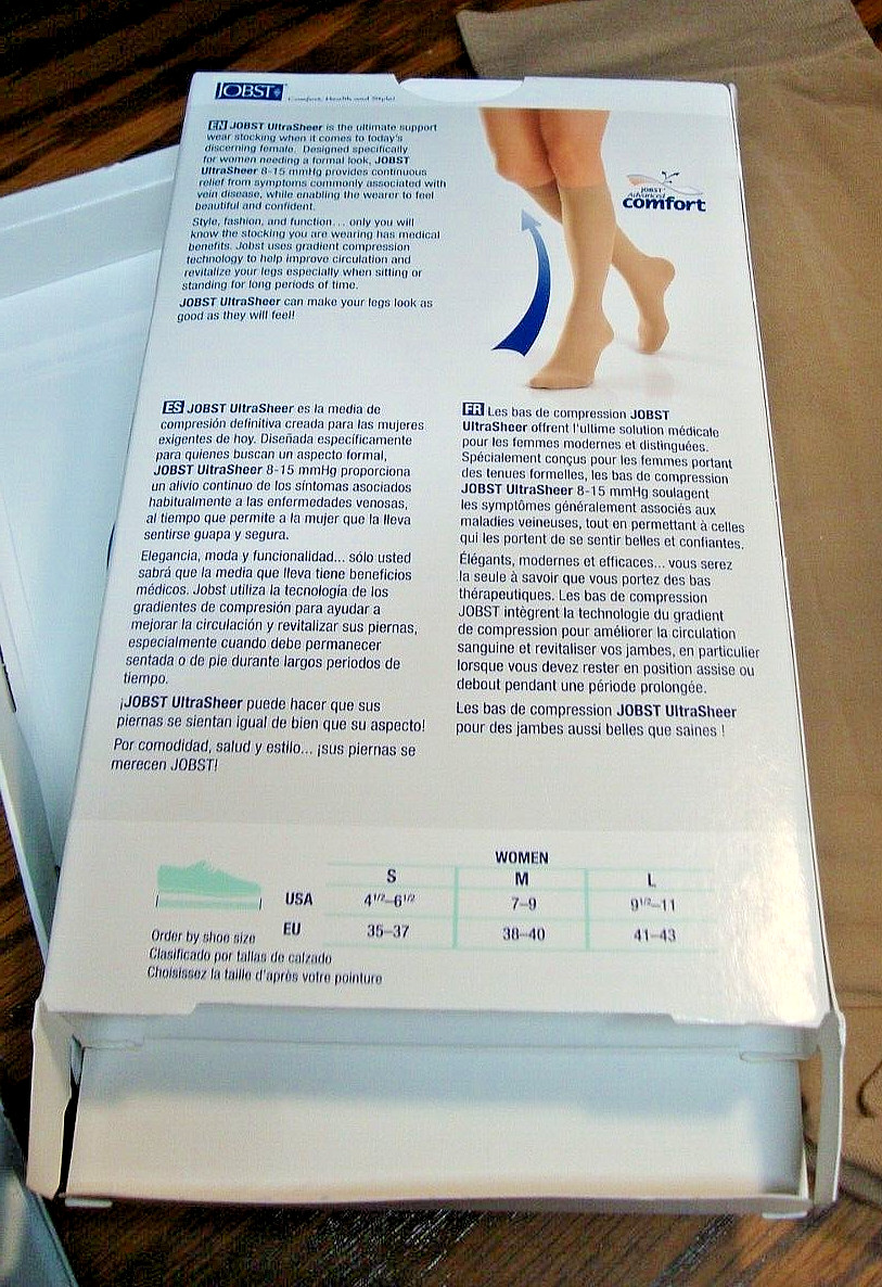 Jobst 119608 Ultrasheer Knee CT Petite Stockings 15-20mmHg-Suntan-Small READ 896