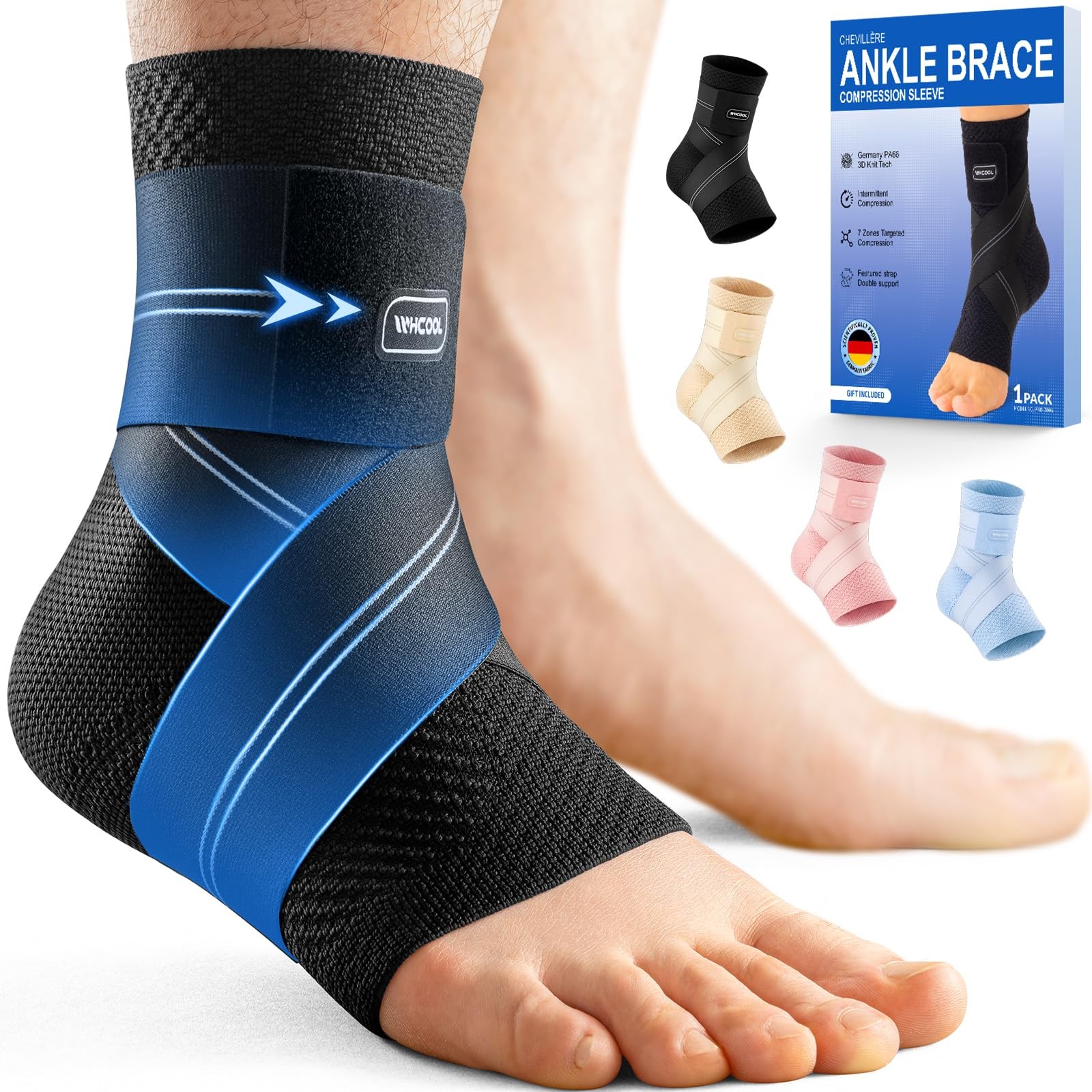 Flat Knitting Ankle Brace For Women&Men, 7-Zone Dynamic Compression Sleeve w/…
