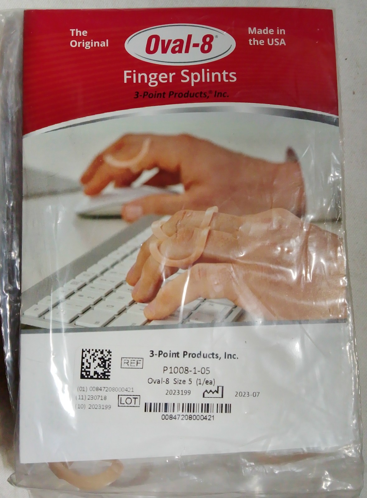 Lot of 4, 3-Point Products Oval-8 Finger Splint Size 5, P1008-1-05
