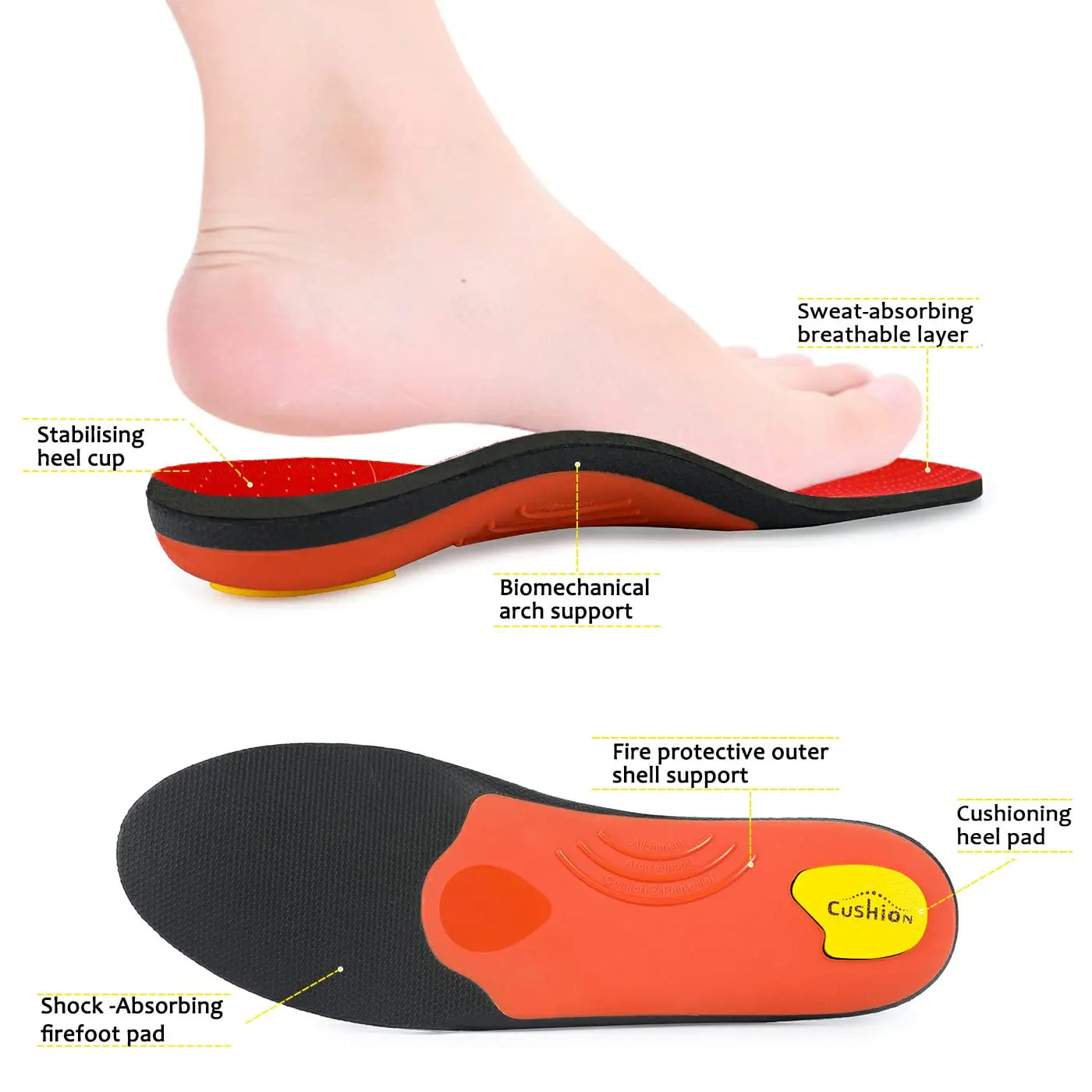 Plantar Fasciitis Orthopedic Sport Insole Men Women Sneaker Flat Feet High Arch
