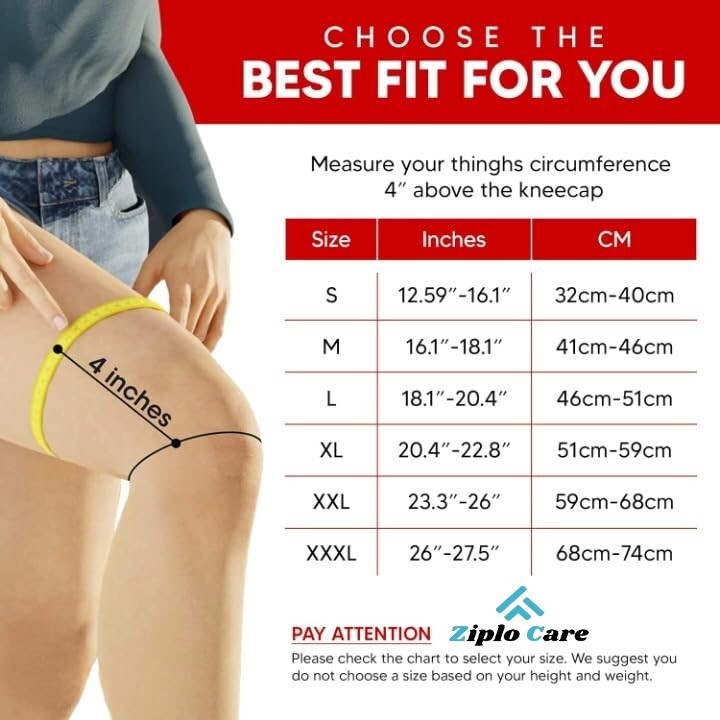 Ziplo Care Knee Cap Pair (Relieves Pain, Support, Uniform Compression)