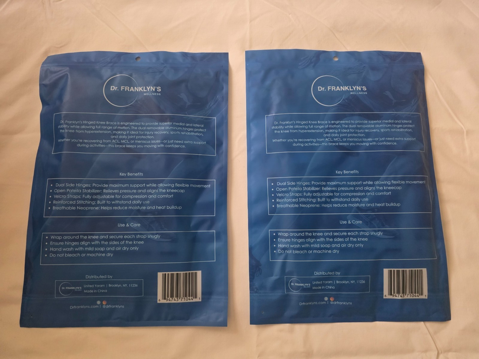 2PACK-HINGED KNEE SUPPORT BRACE-BY( DR FRANKLYNS WELLNESS) NEW -FREE SHIPPING!!