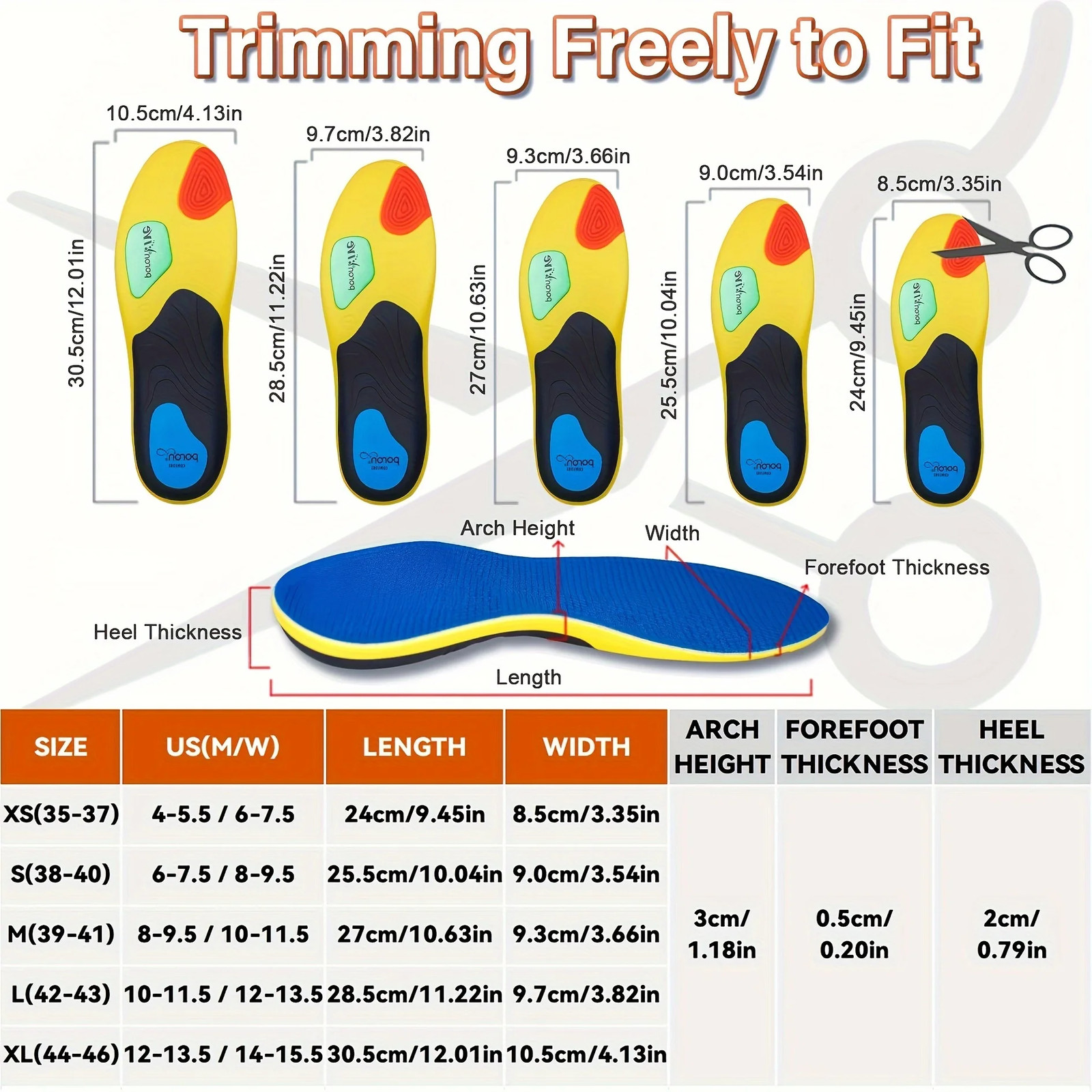 240lbs Heavy Duty Arch Support Insoles Sports Shock Absorption Elastic Wear Resi
