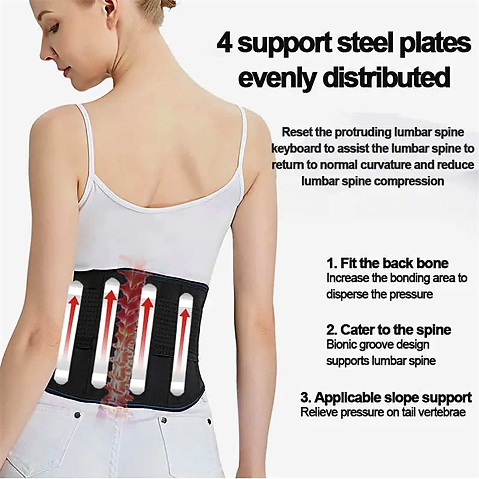 Back Support Belt Lumbar Waist Brace Adjustable Posture Lifting Work Men Women