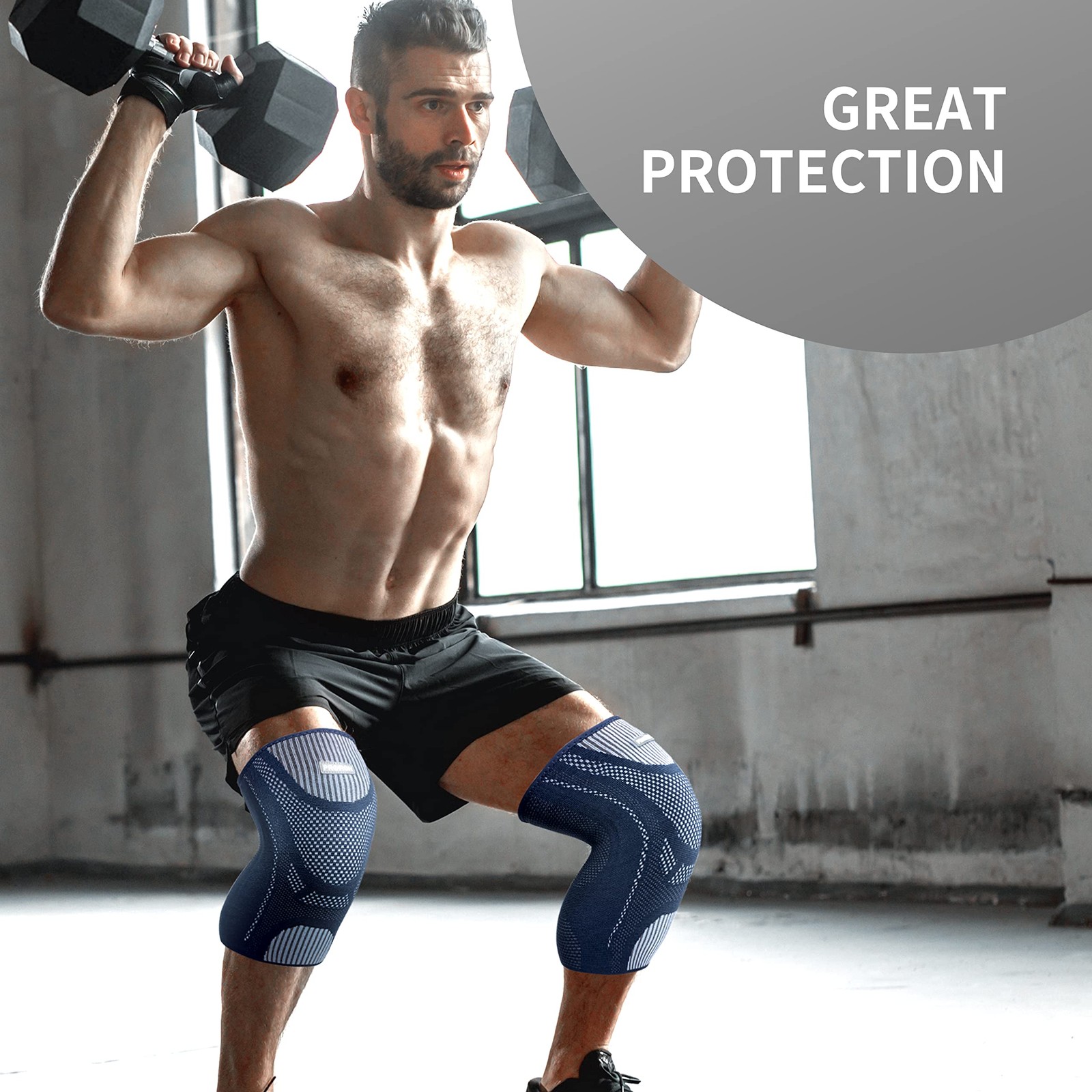L Pack of 2 Knee Braces for Men Women Knee Compression Sleeves for Running