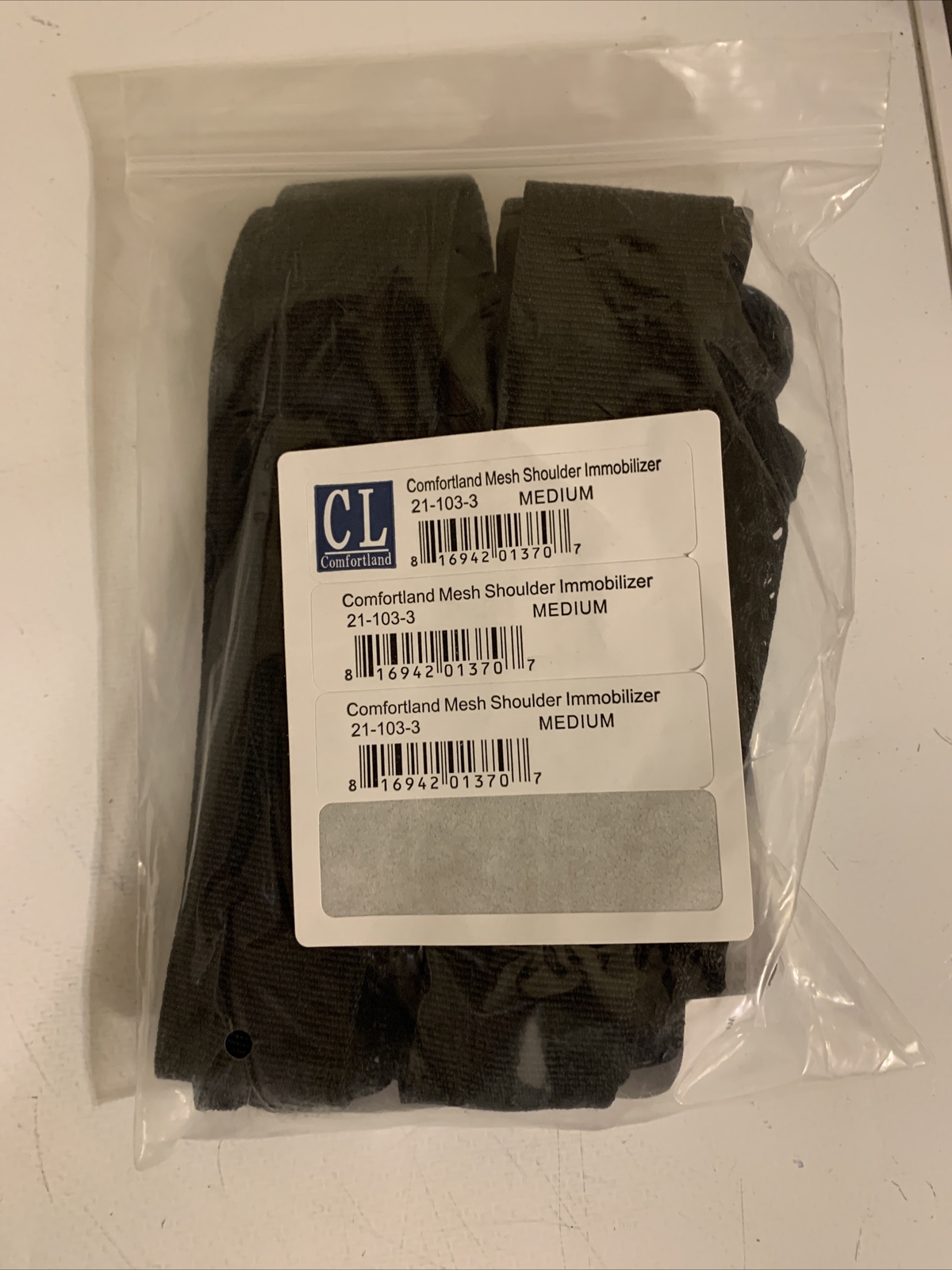 Comfortland Medical Mesh Shoulder Immobilizer Black Sz Medium 21-103-3 NEW