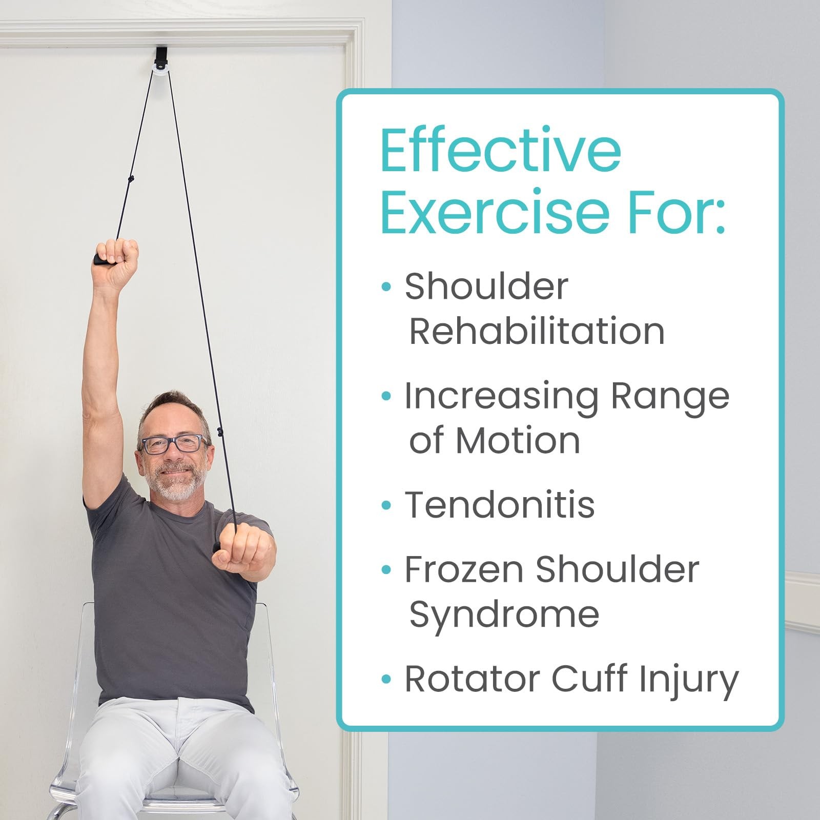 Vive Shoulder Pulley for Physical Therapy – Over Fabric Door Anchor, Black