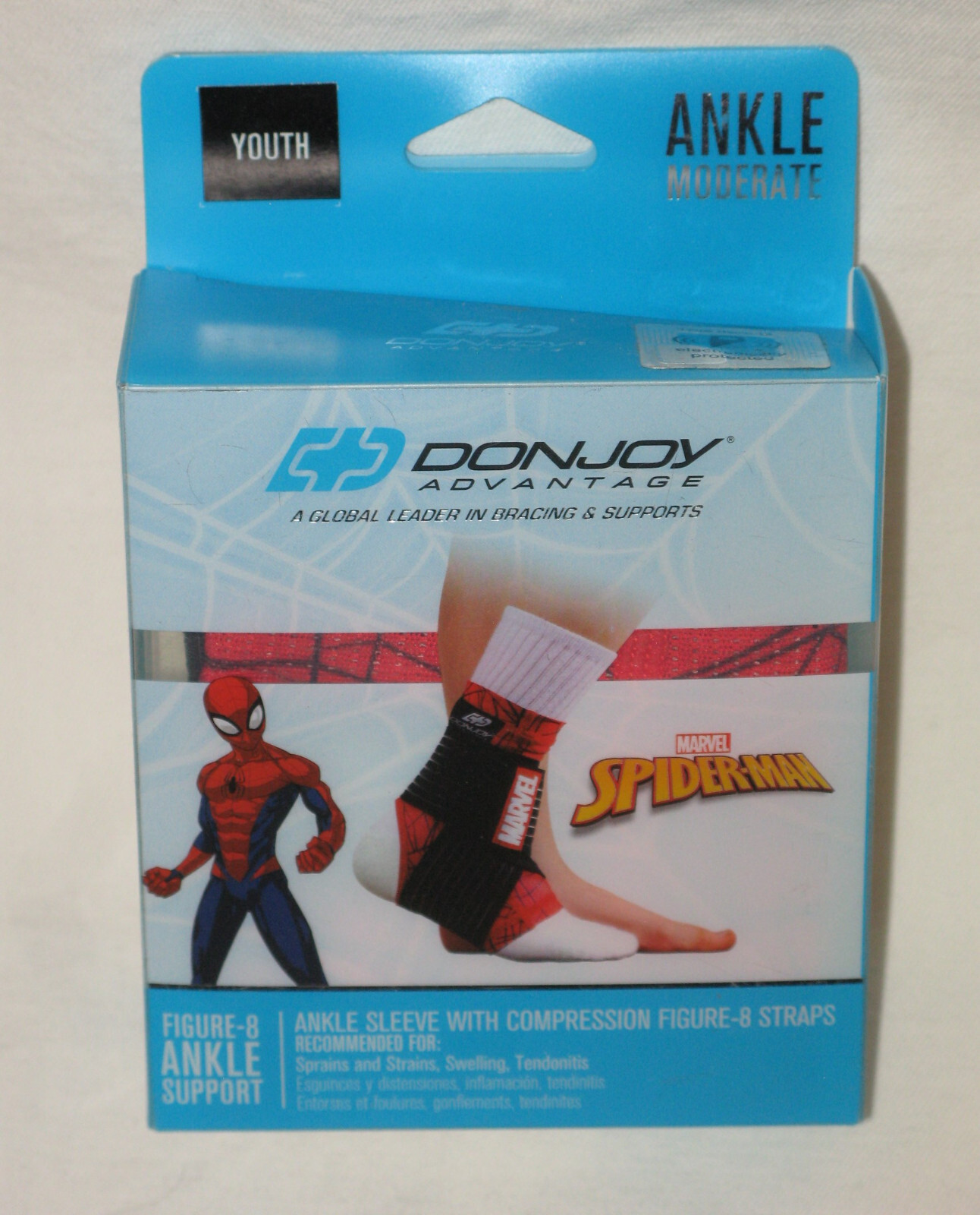 DonJoy Advantage Ankle-Sleeve w Compression Figure-8 Strap Youth Sz Spiderman