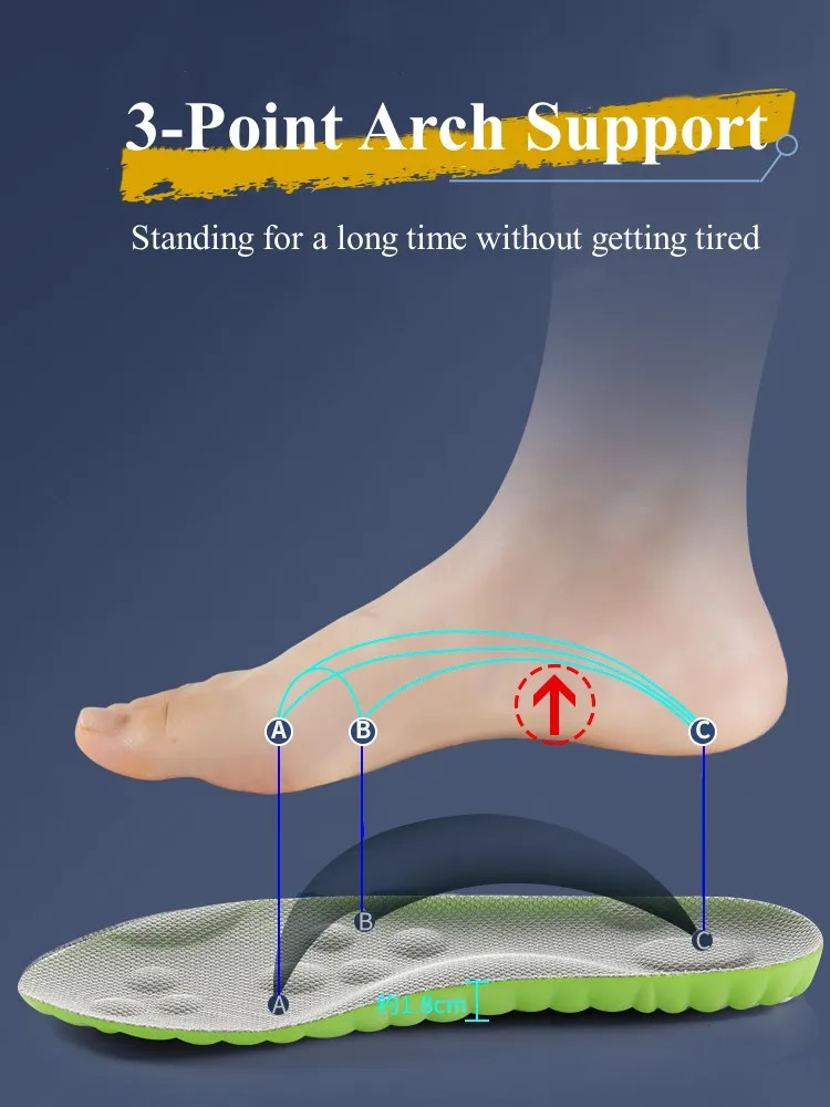 4D Latex Sports Shoes Insoles Super Soft High Elasticity Shoe Pads Anti-pain Deo