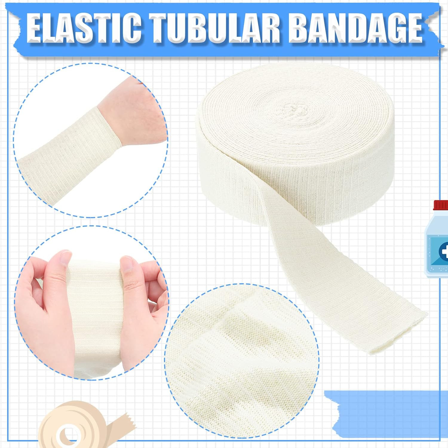 Tondiamo Cotton Tubular Stockinette Gauze Roll Tubular Arm Stocking Elastic Leg