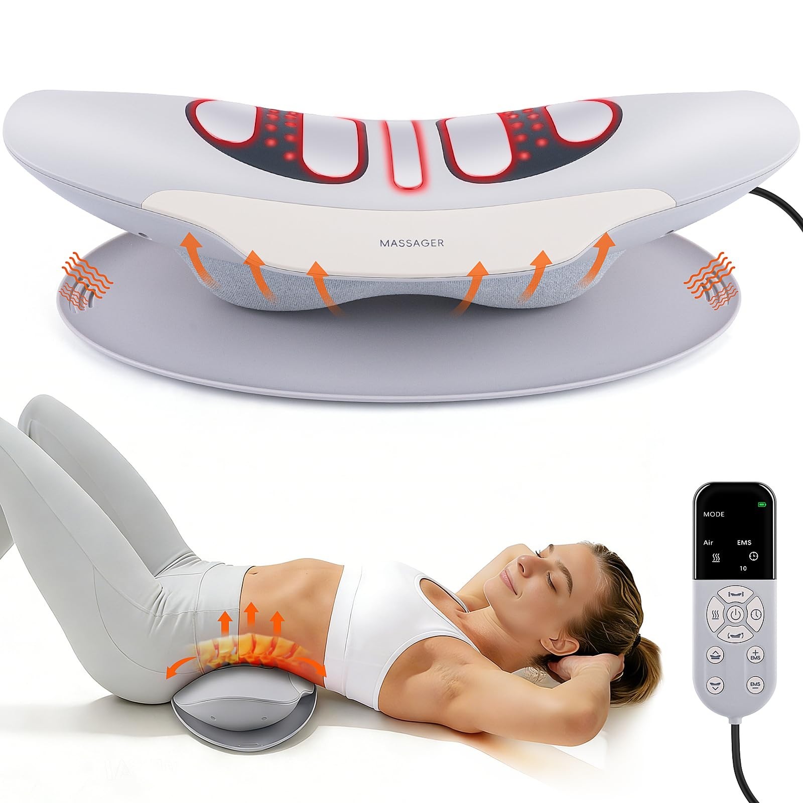 Electric Lumbar Traction Device for Back Pain Relief – Cordless, 3 Modes, Thermo