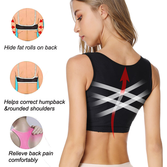 Women Adjustable Shoulder Back Posture Corrector Corset Chest Belt Brace Support