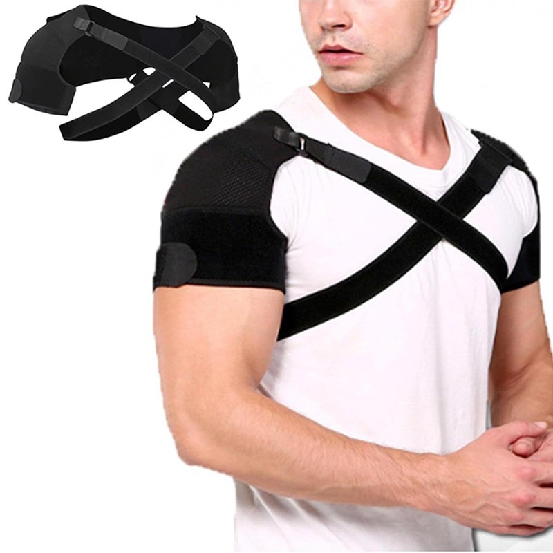 Double Shoulder Brace Adjustable Support Compression Strap Sports Posture Belt