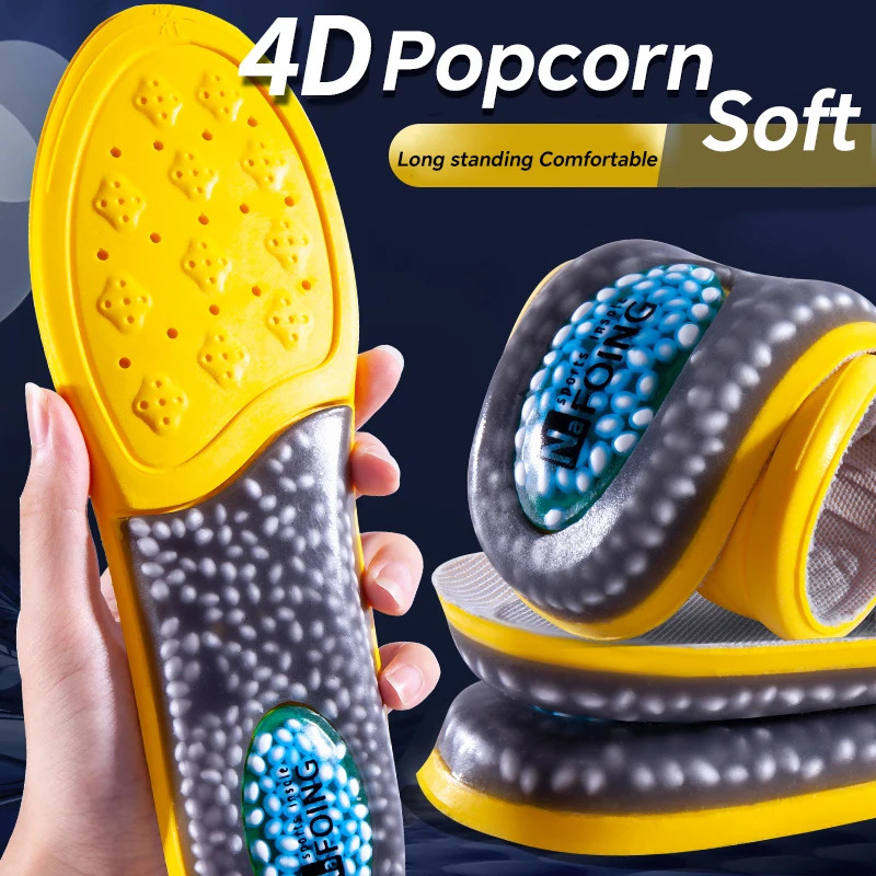 1Pair Sports Insoles for Shoes Soft Yellow Memory Foam Breathable Shock-Absorbin