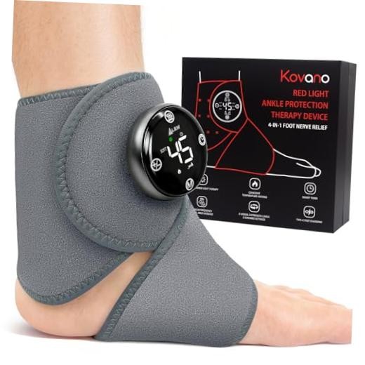 Large Fit Wearable Foot Massager Wrap, Cordless Heated Ankle Massager with Red