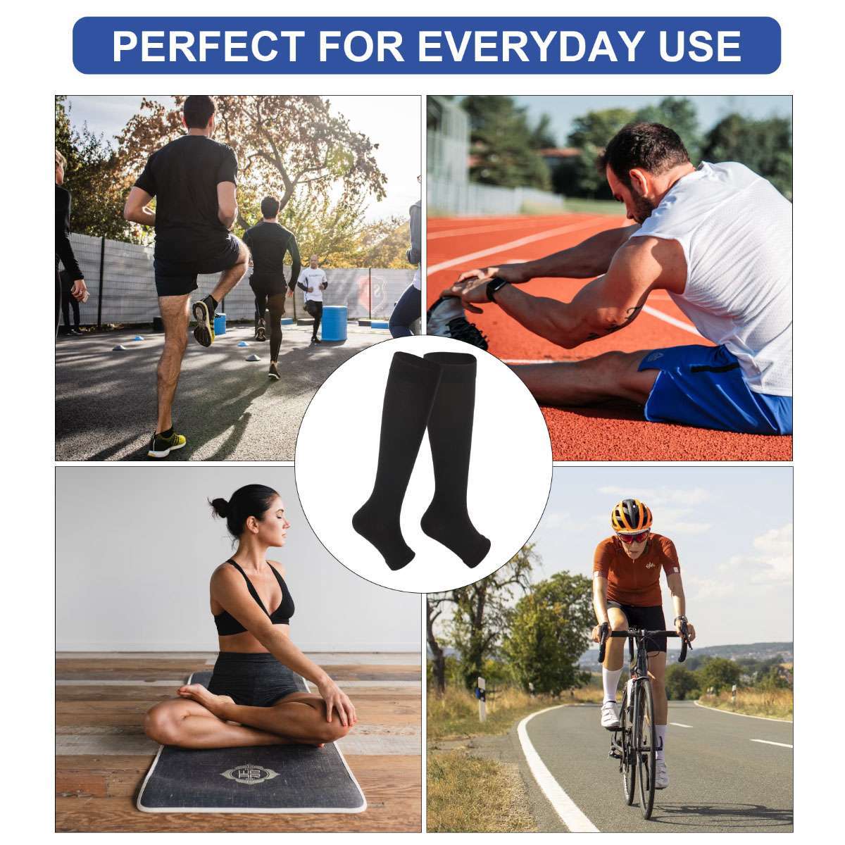 Compression Socks Leg Support Stockings Womens Mens 15-20 mmHG Open Toe XXL