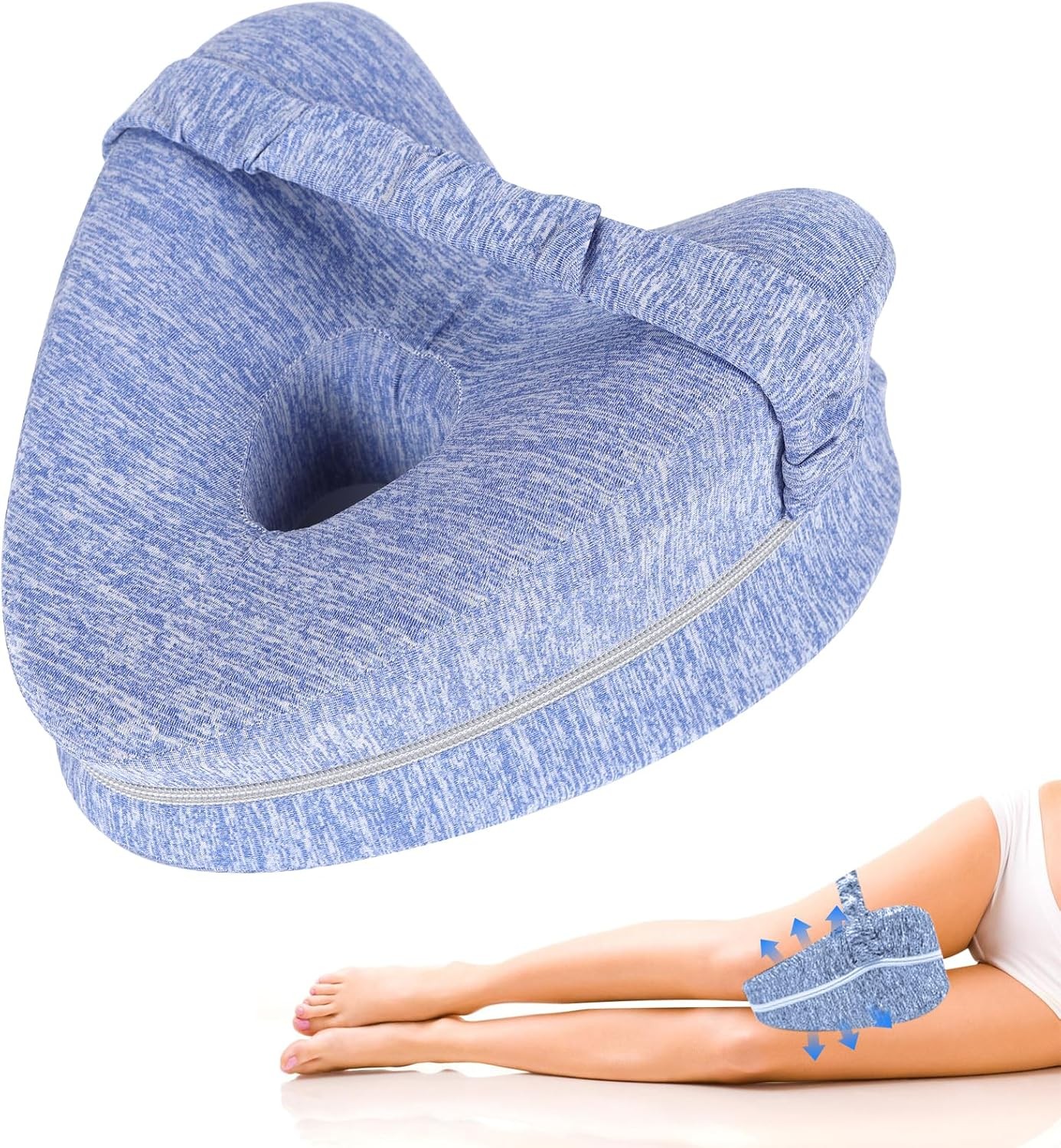 Knee Pillow for Side Sleepers – Sciatica, Hip & Back Pain Relief Pillow with Adj