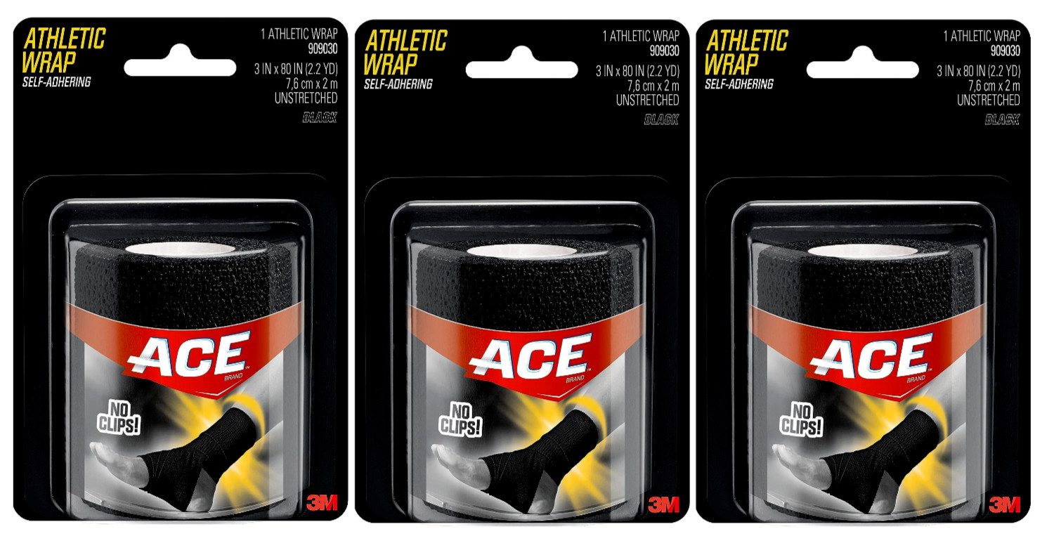 Ace Athletic Wrap, Black 3 Pack