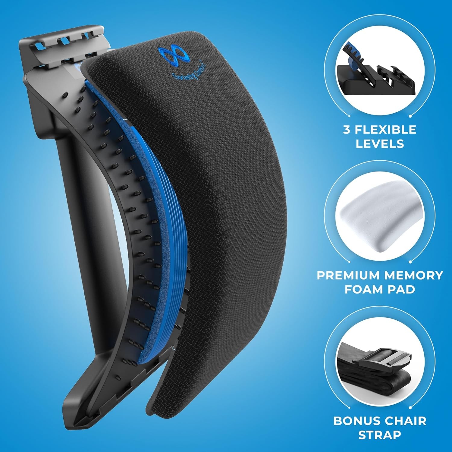 Best Adjustable Back Stretcher with Memory Foam & Acupressure for Pain Relief