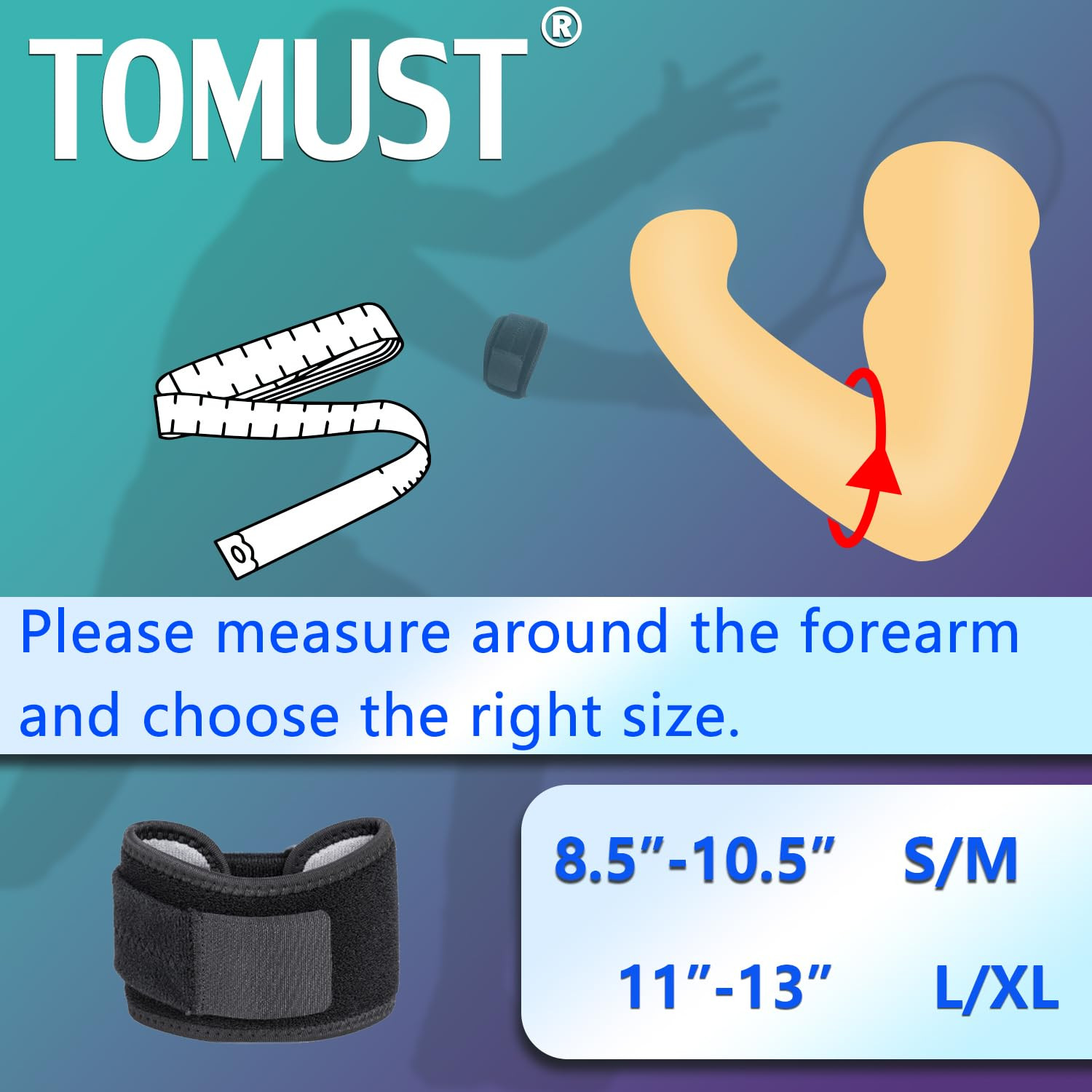 Tennis Elbow Brace – Adjustable Forearm Support Band with Gel Compression Pad…