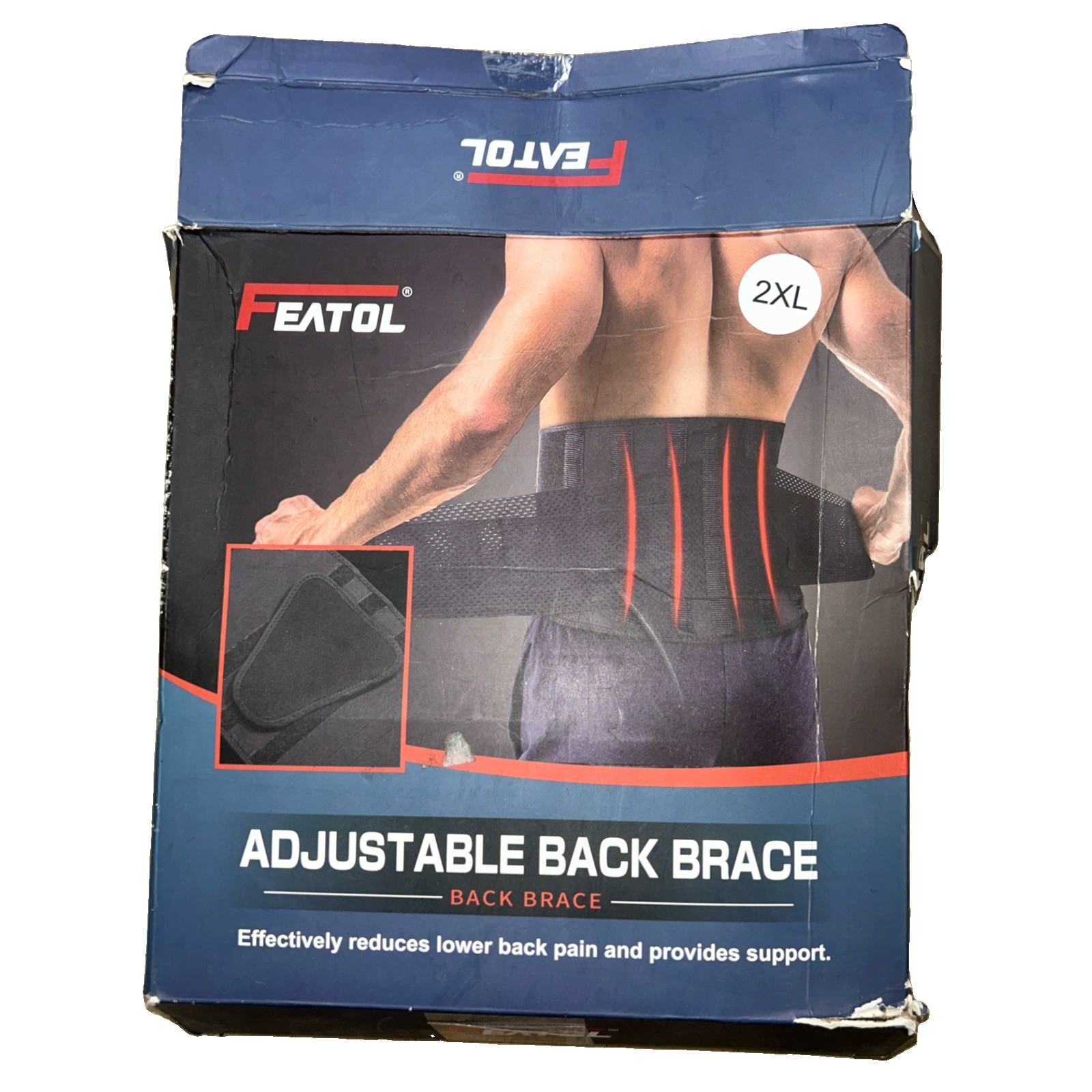 FEATOL Back Brace for Men Lower Back, Lumbar Support Belt- Back Pain, Open Box