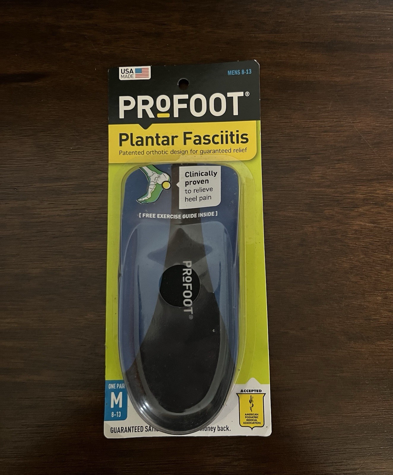 PROFOOT Plantar Fasciitis Orthotics, Men’s 8-13, 1 Pair