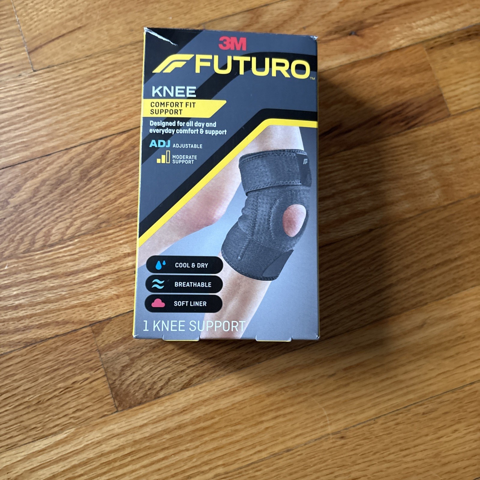 FUTURO Comfort Fit Knee Stabilizer, Adjustable Knee Brace – Open Package. (Ab