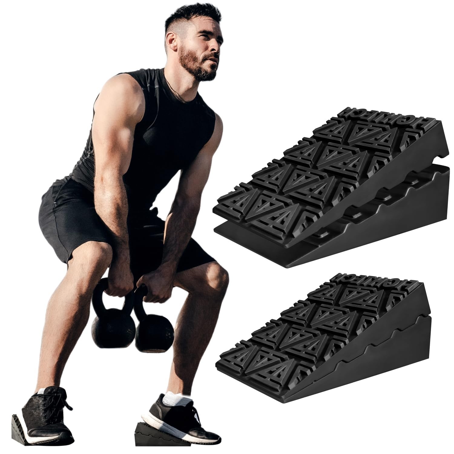 Elevated Heel Squat Wedge Block – Improve Mobility, Balance & Strength – Non-Sli