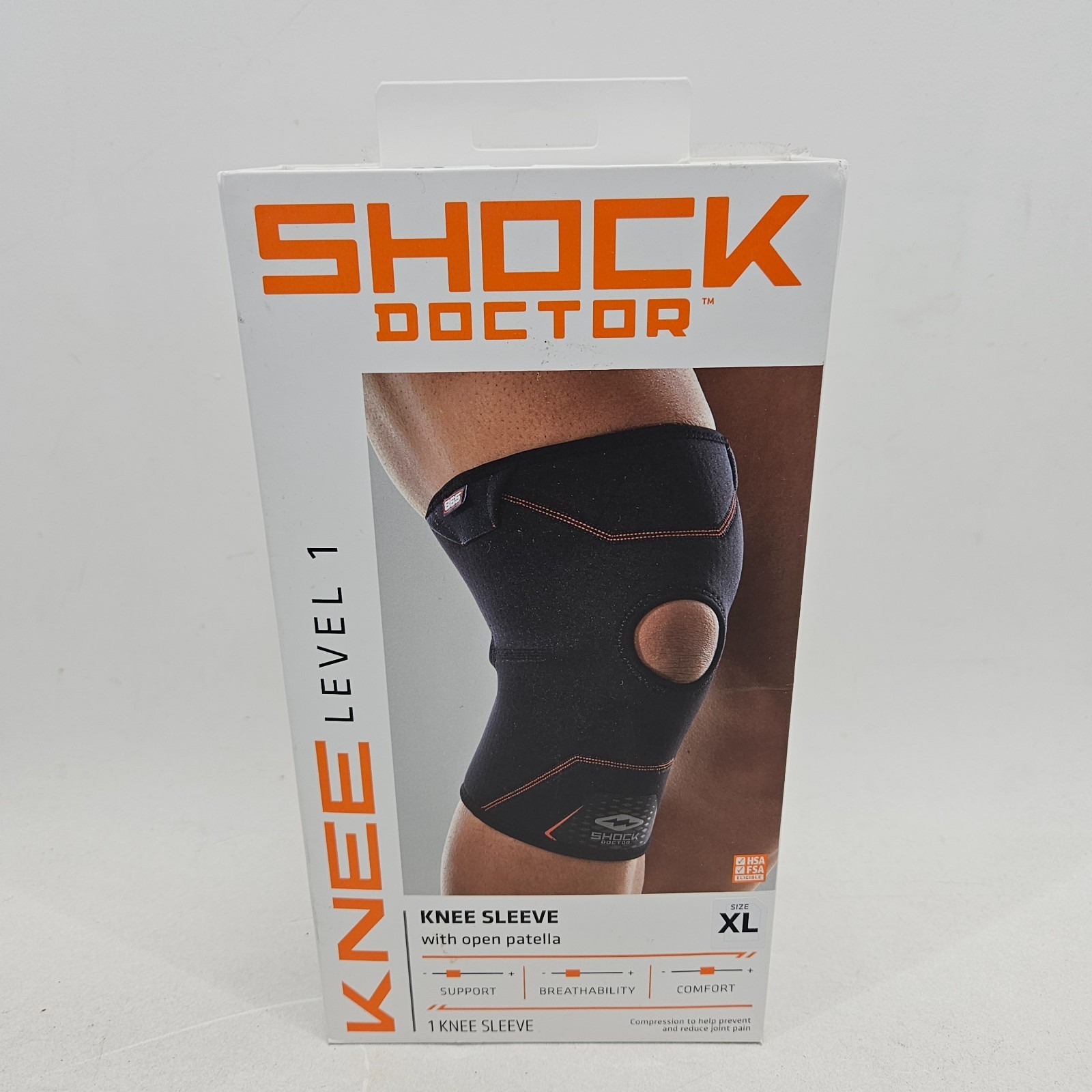 Shock Doctor Knee Brace Compression Sleeve Support XL 14.5-16″ Left/Right Leg
