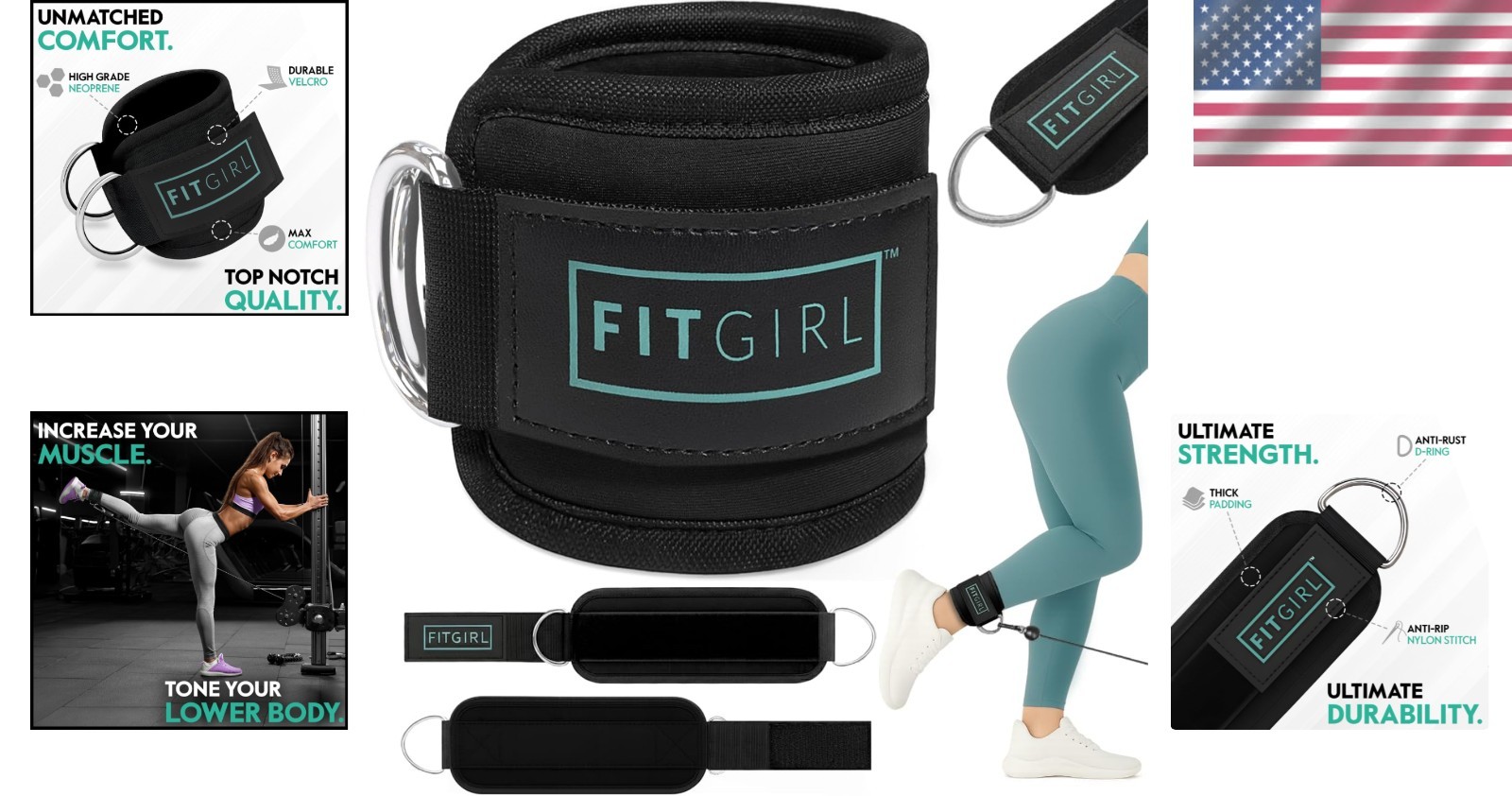Stylish Cable Ankle Strap with Comfortable Padding – Perfect for Glute Kickbacks