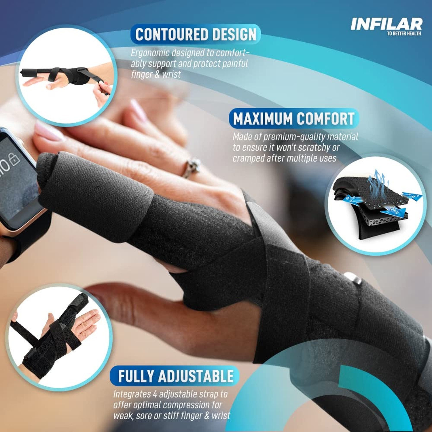 Trigger Finger Splint for Men & Women, Adjustable One or Two Finger Splint Fu…