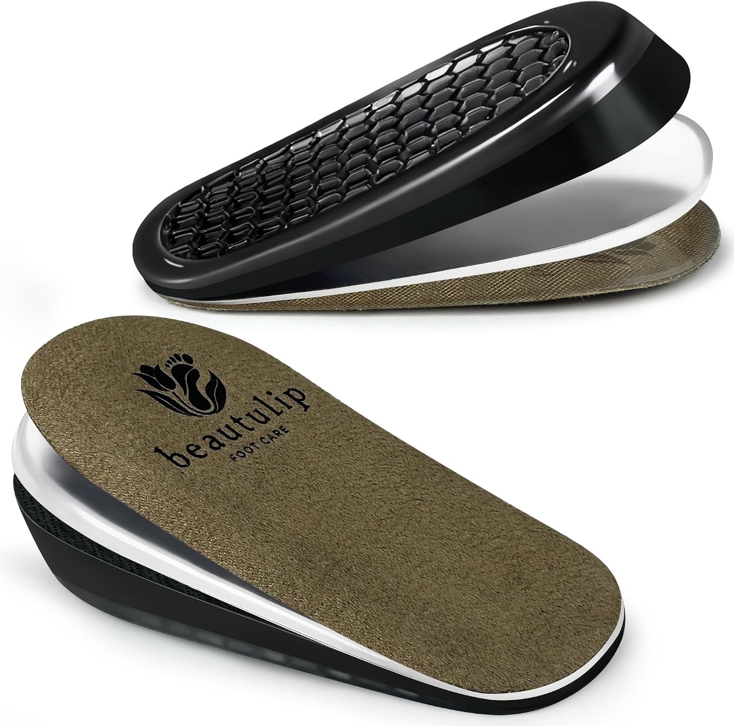 Adjustable Gel Heel Lifts (1 Pair), 1″ Height Increase Insoles with High-Density