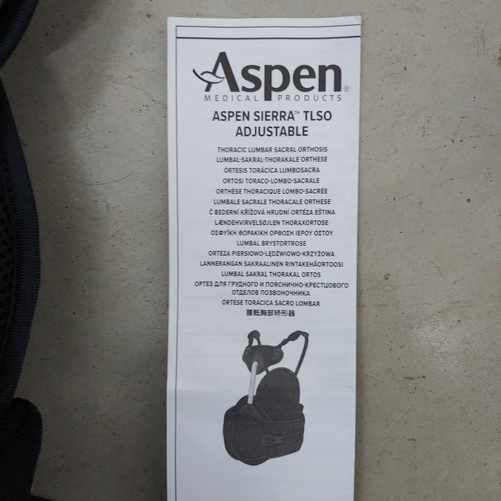 USED – Aspen Vista TLSO 464 Lower Spine Back Brace – Good Condition