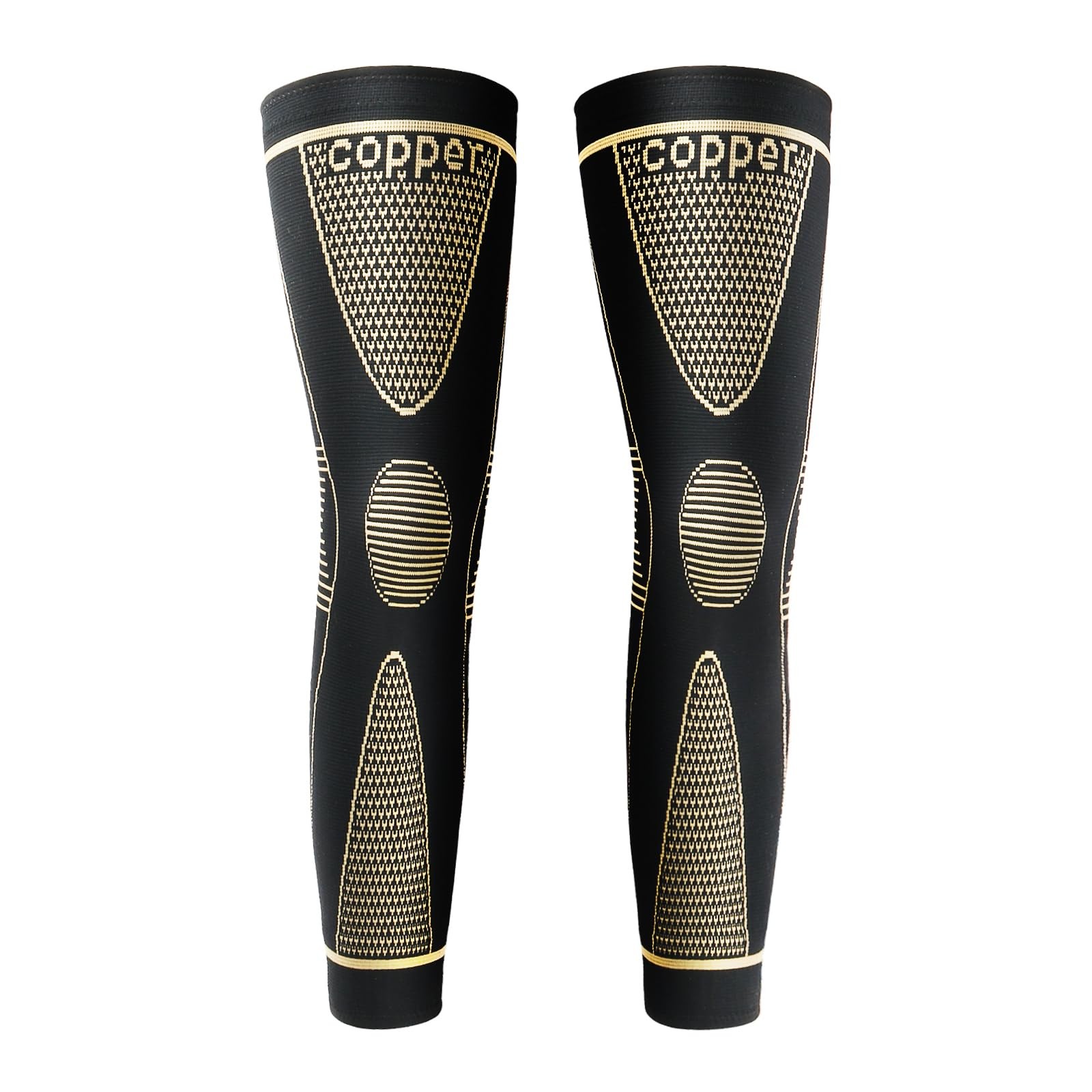 SKDK Copper Full Leg Sleeves Long Compression，Knee XX-Large（1 Pair）, Copper-I