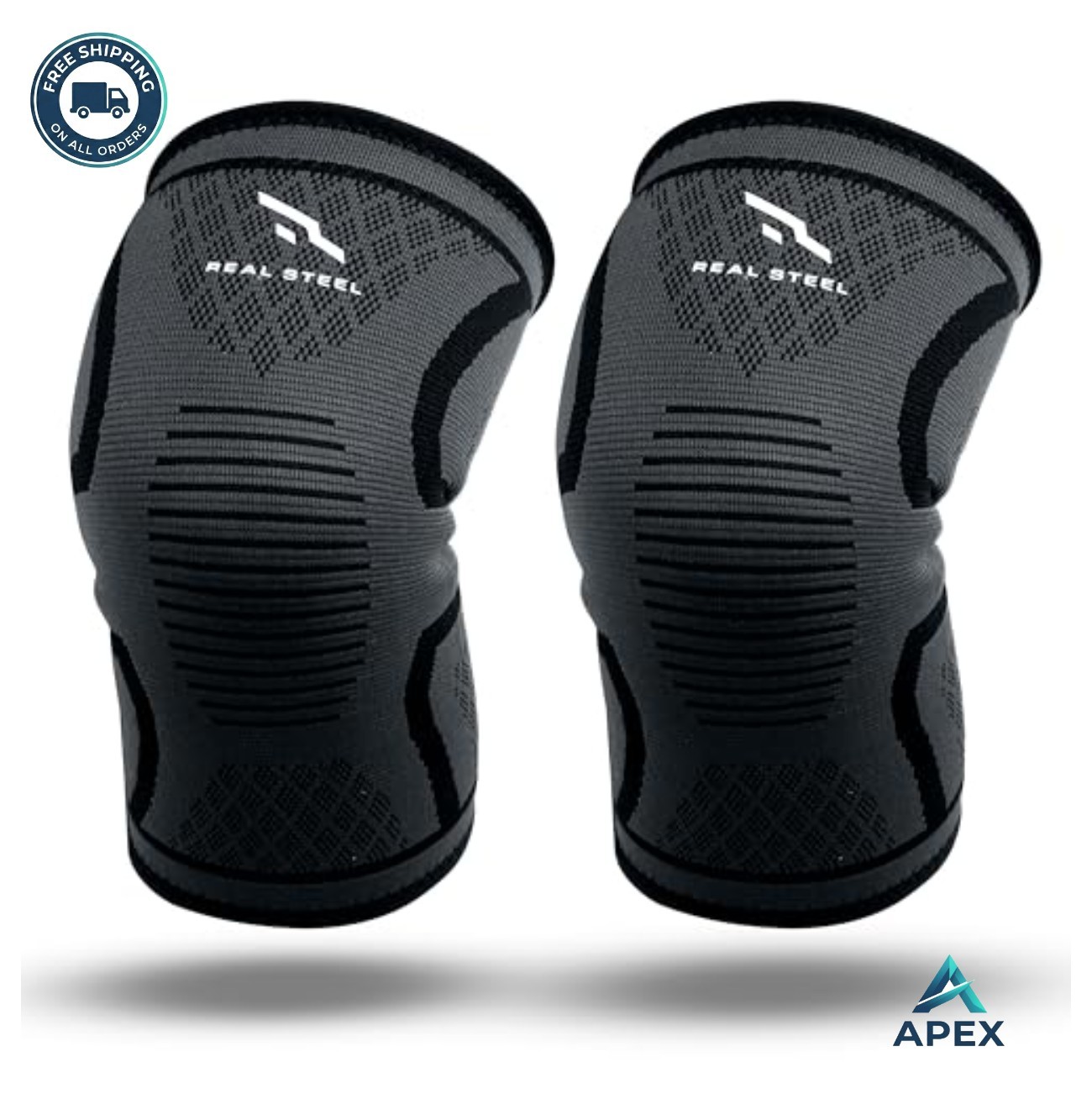 Knee Compression Sleeve Pair for Running Pain Relief Meniscus Support Men Women