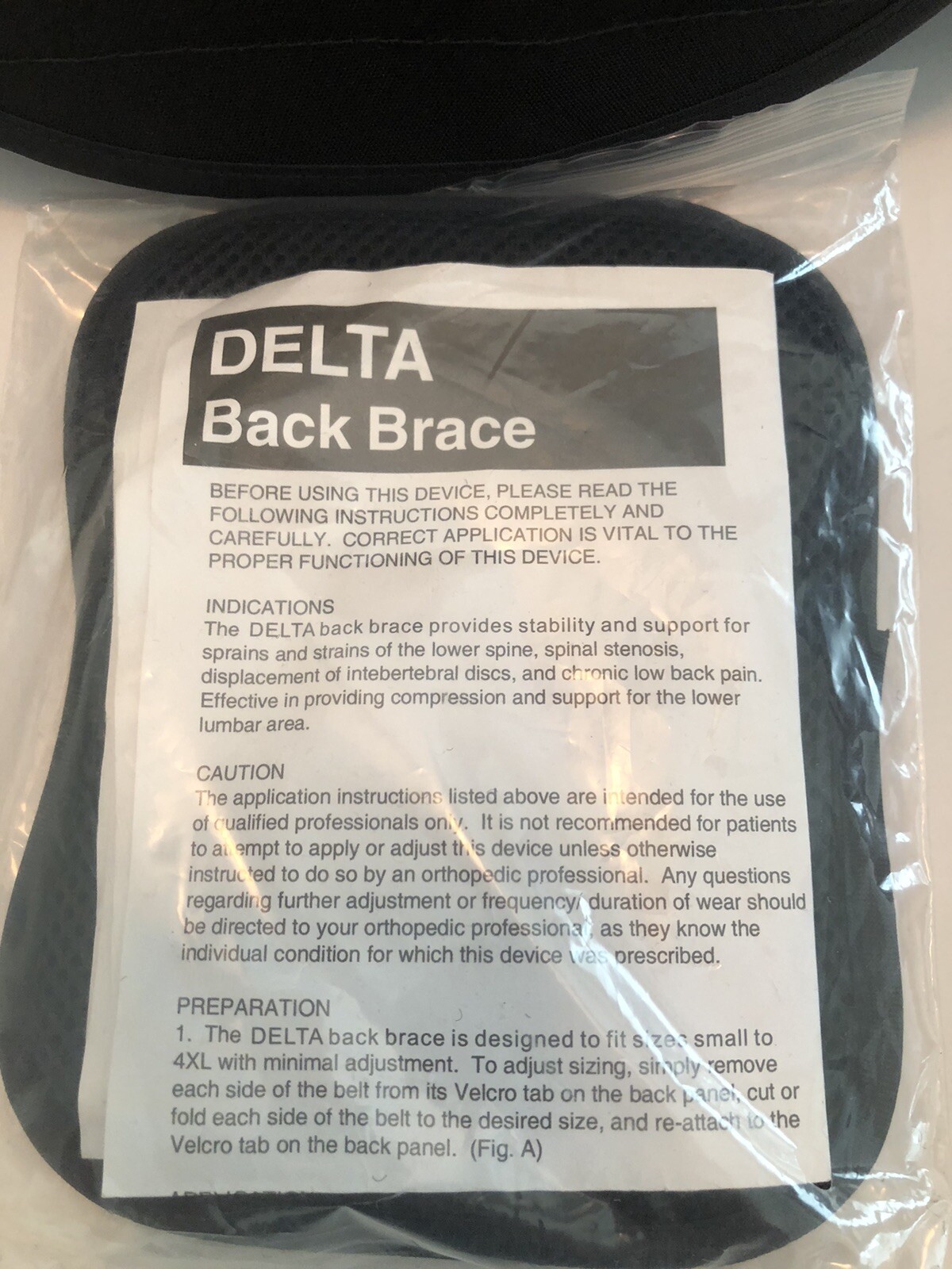 Comfortland Delta 637 Back Brace Adjustable Lumbar Support Portable 25”-56 Waist