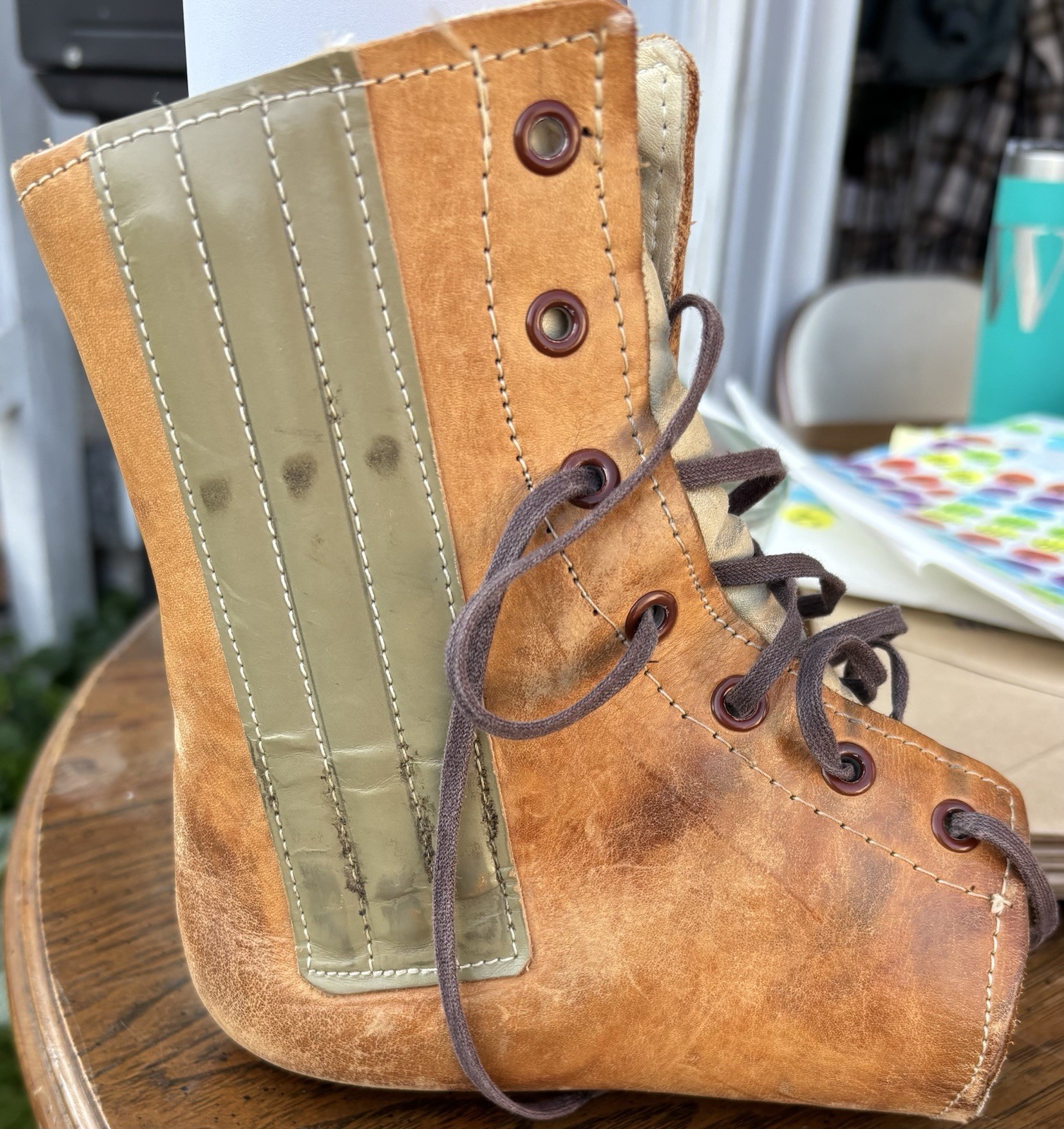 Antique Leather Lace Up Ankle Ortho Brace